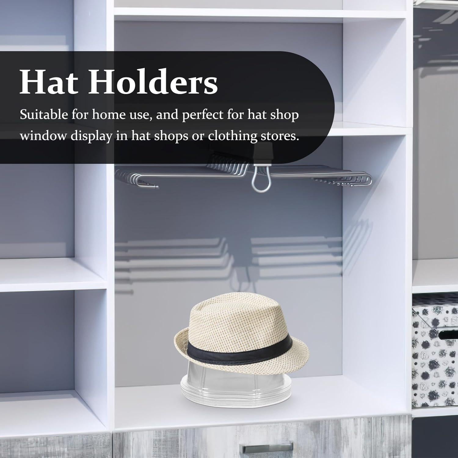 10 Soportes de Sombreros Veemoon Plástico Transparente 19.81cm