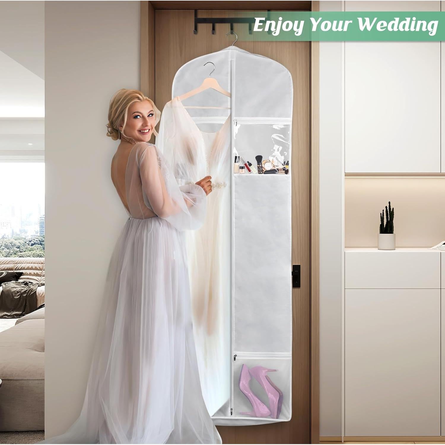 Bolsa de Vestido de Novia MISSLO 70" Blanca con Bolsillos