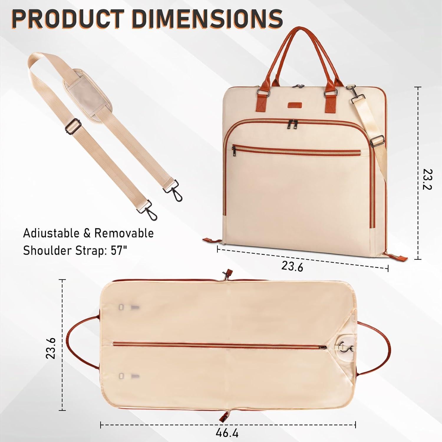 Bolsa de Ropa de Viaje GMAK 119 cm con Cremallera Beige