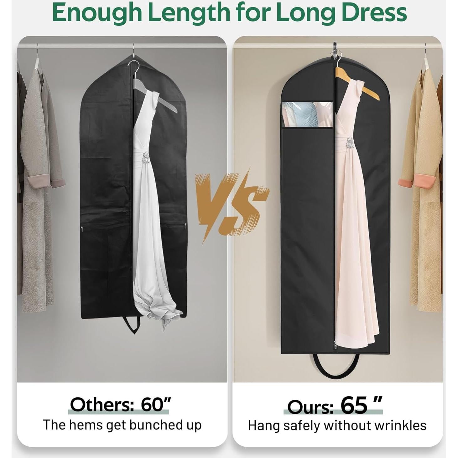 Bolsa Larga para Vestidos KEETDY 165 cm Impermeable 3 Pzas