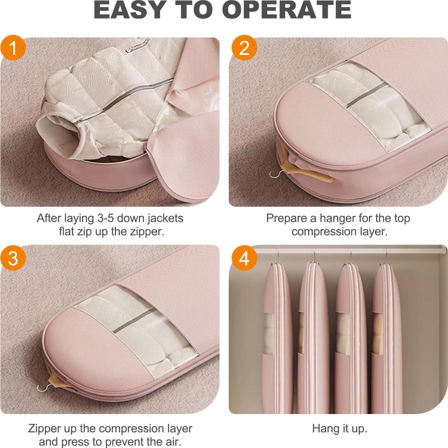 Bolsa Colgante de Ropa FIYADWZH Rosa con Compresión Automática