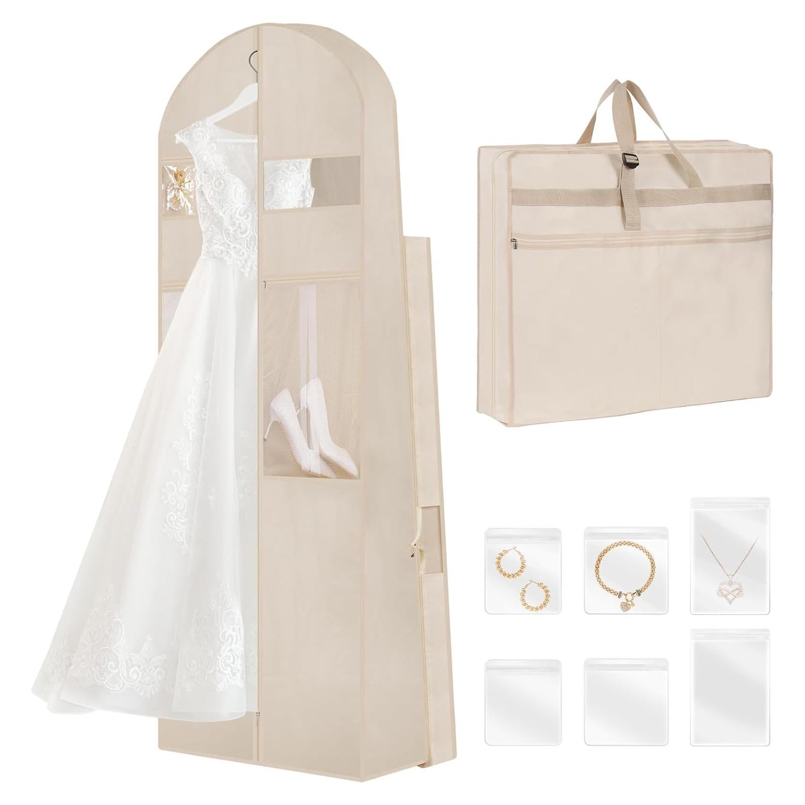 Bolsa de Vestido de Novia TANGKA 182.88 cm con 6 Bolsillos Beige