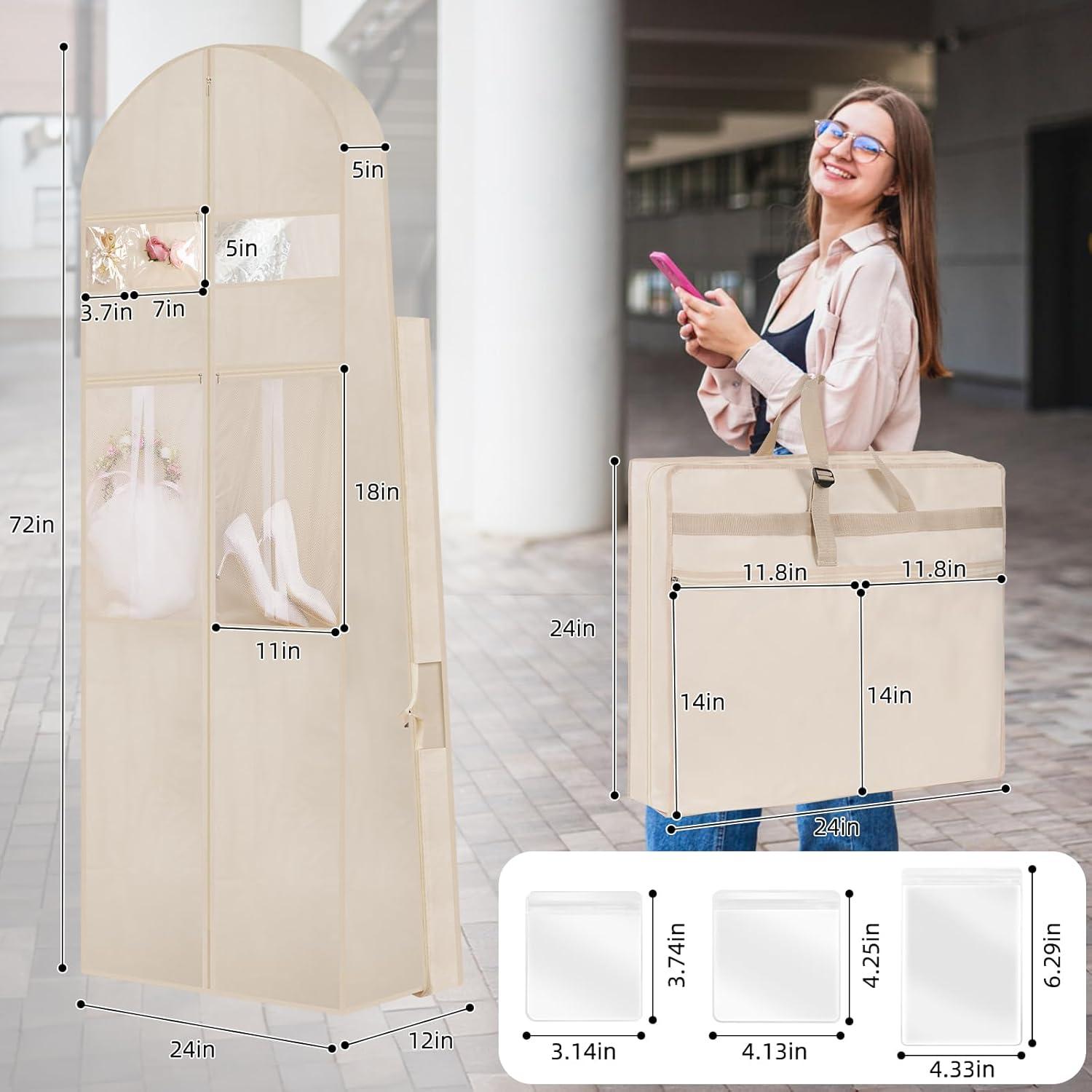 Bolsa de Vestido de Novia TANGKA 182.88 cm con 6 Bolsillos Beige