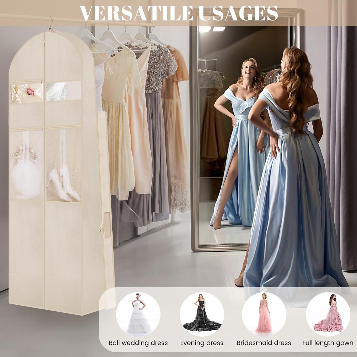 Bolsa de Vestido de Novia TANGKA 182.88 cm con 6 Bolsillos Beige