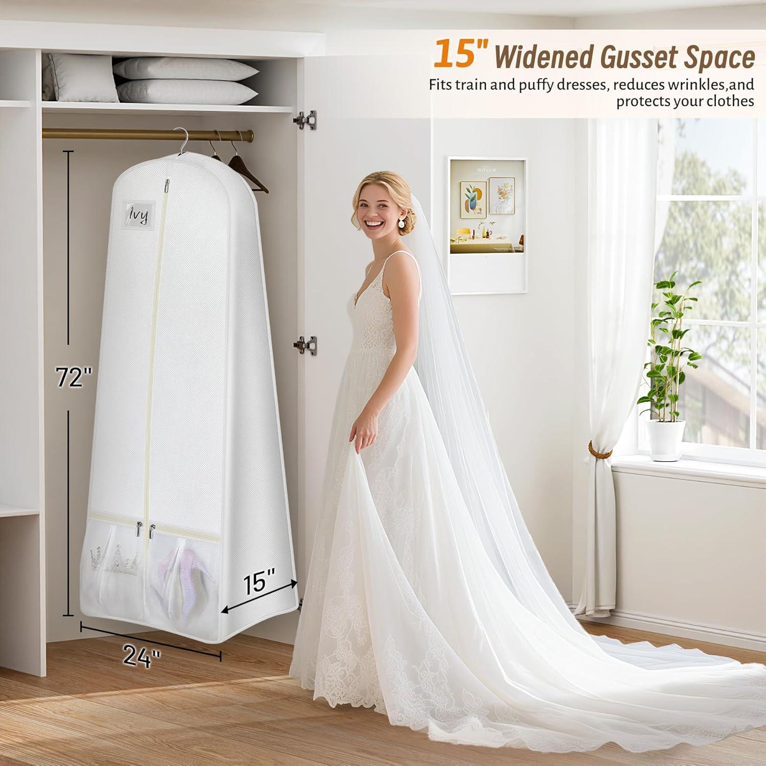 Bolsa de Vestido de Novia KIMBORA 72" x 15" con Bolsillos