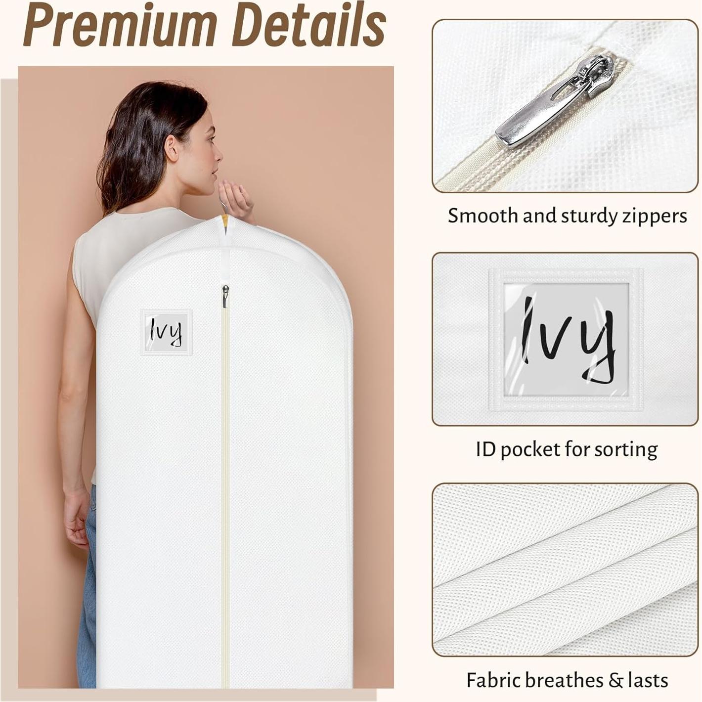 Bolsa de Vestido de Novia KIMBORA 72" x 15" con Bolsillos