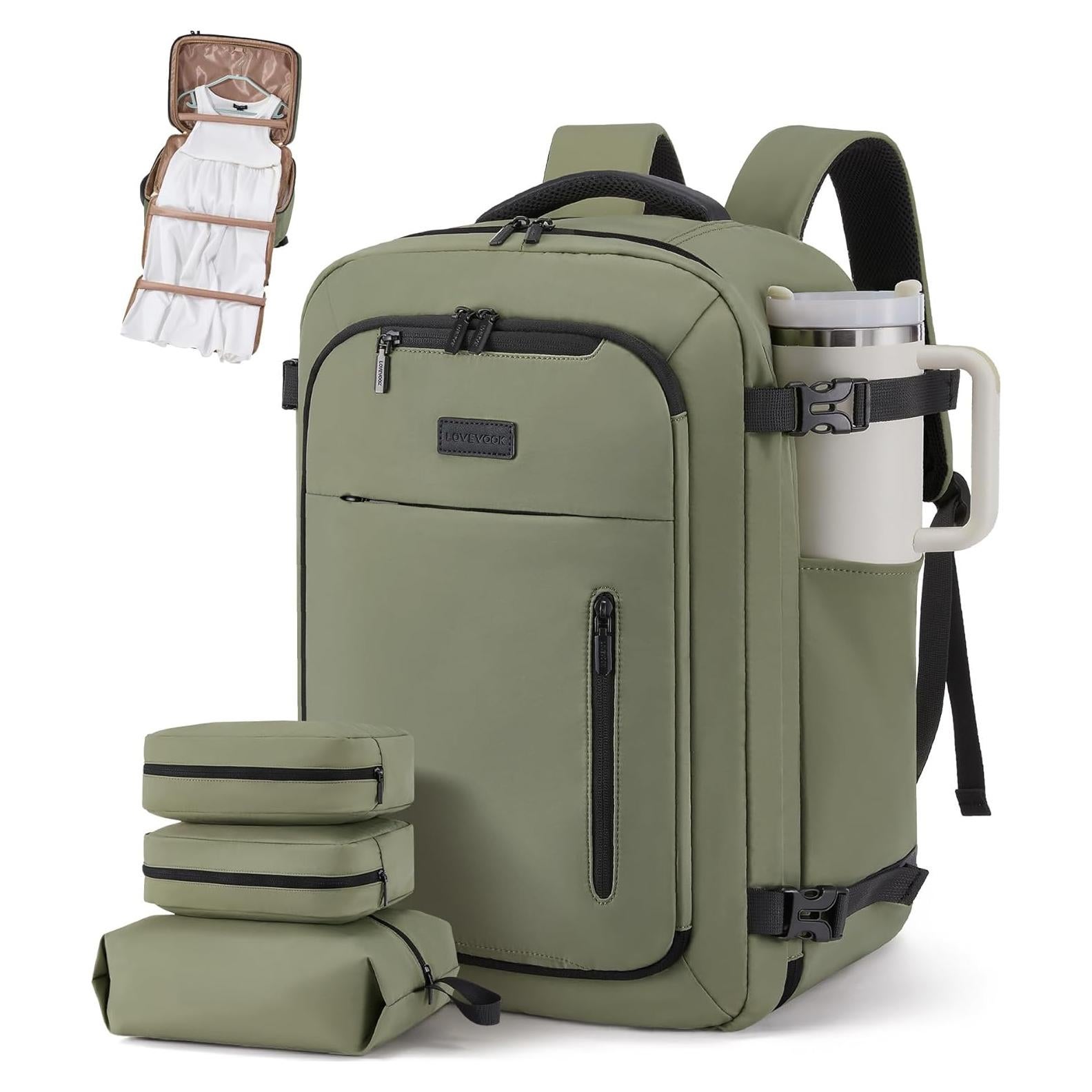 Mochila de Viaje LOVEVOOK 40L para Laptop 17.3" con Bolsa de Ropa