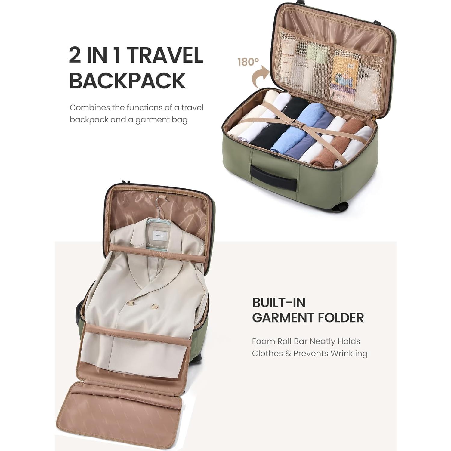 Mochila de Viaje LOVEVOOK 40L para Laptop 17.3" con Bolsa de Ropa