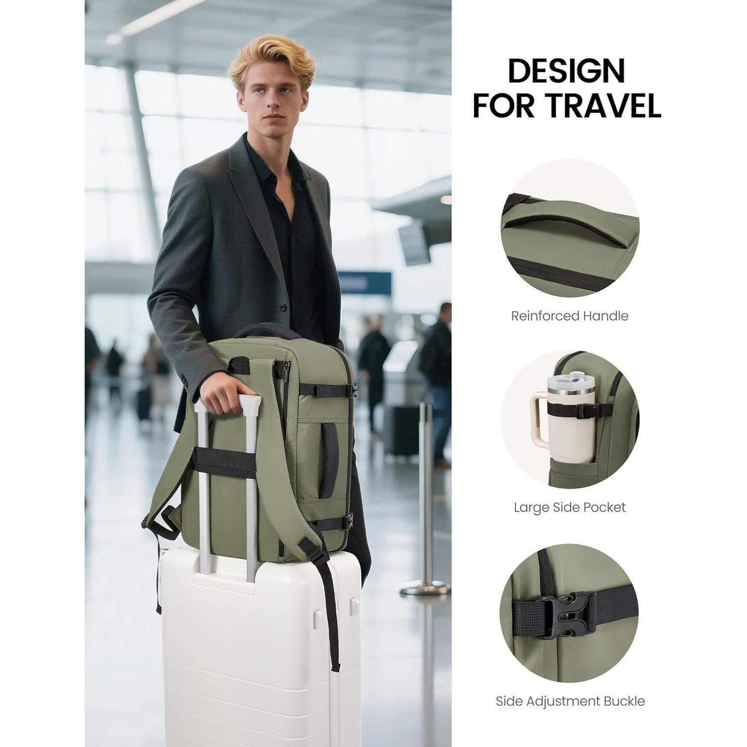 Mochila de Viaje LOVEVOOK 40L para Laptop 17.3" con Bolsa de Ropa