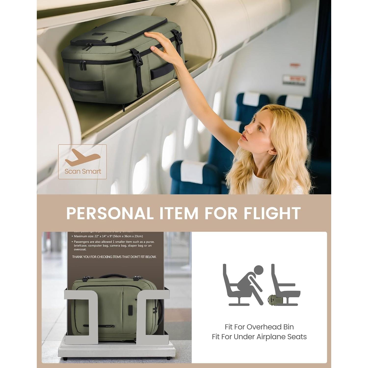 Mochila de Viaje LOVEVOOK 40L para Laptop 17.3" con Bolsa de Ropa