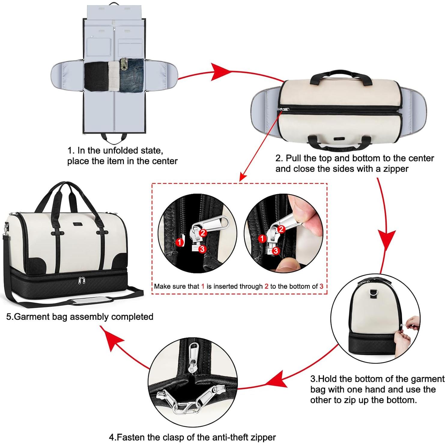 Bolsa de Ropa de Viaje Convertible I56 - Duffle Grande con Compartimento para Zapatos