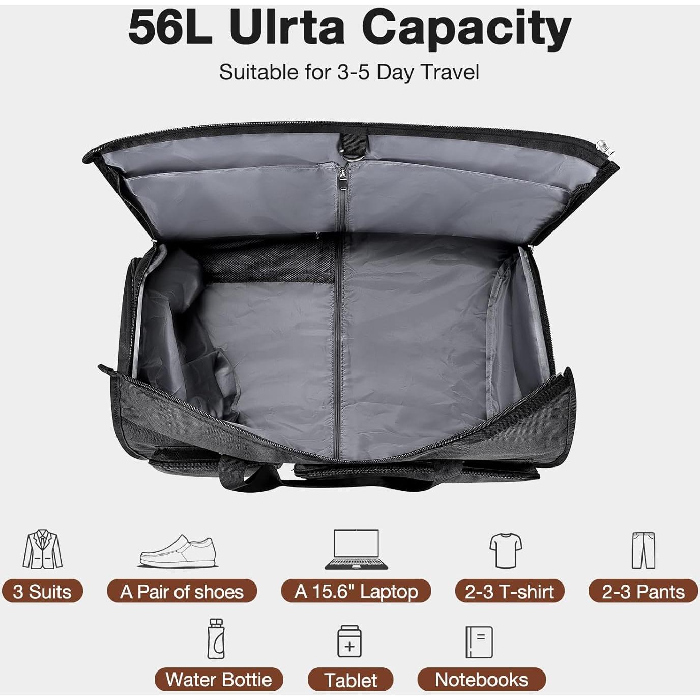 Bolsa de viaje convertible PUCUWU 56L con compartimento para zapatos