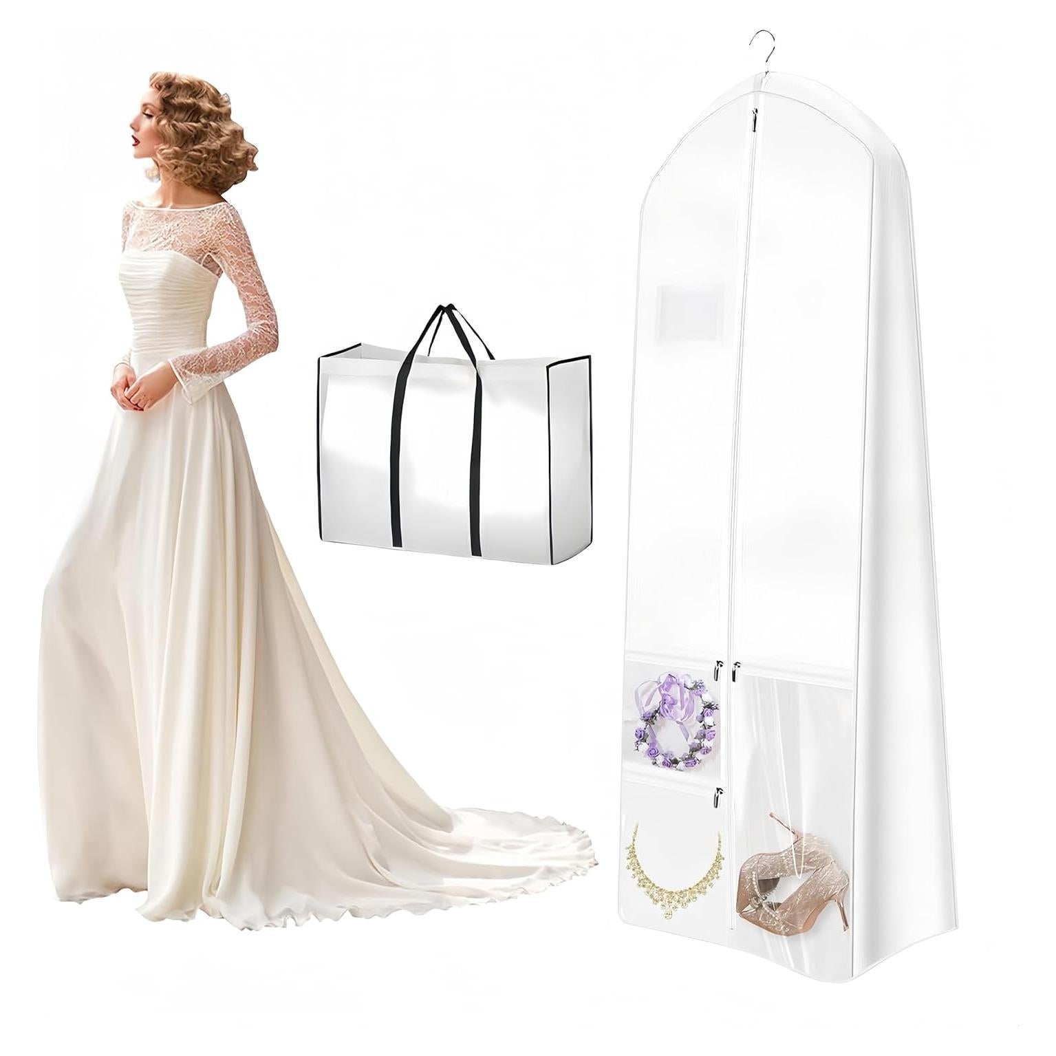 Bolsa de Vestido de Novia Tuvfilye 177.8 cm con 3 Bolsillos