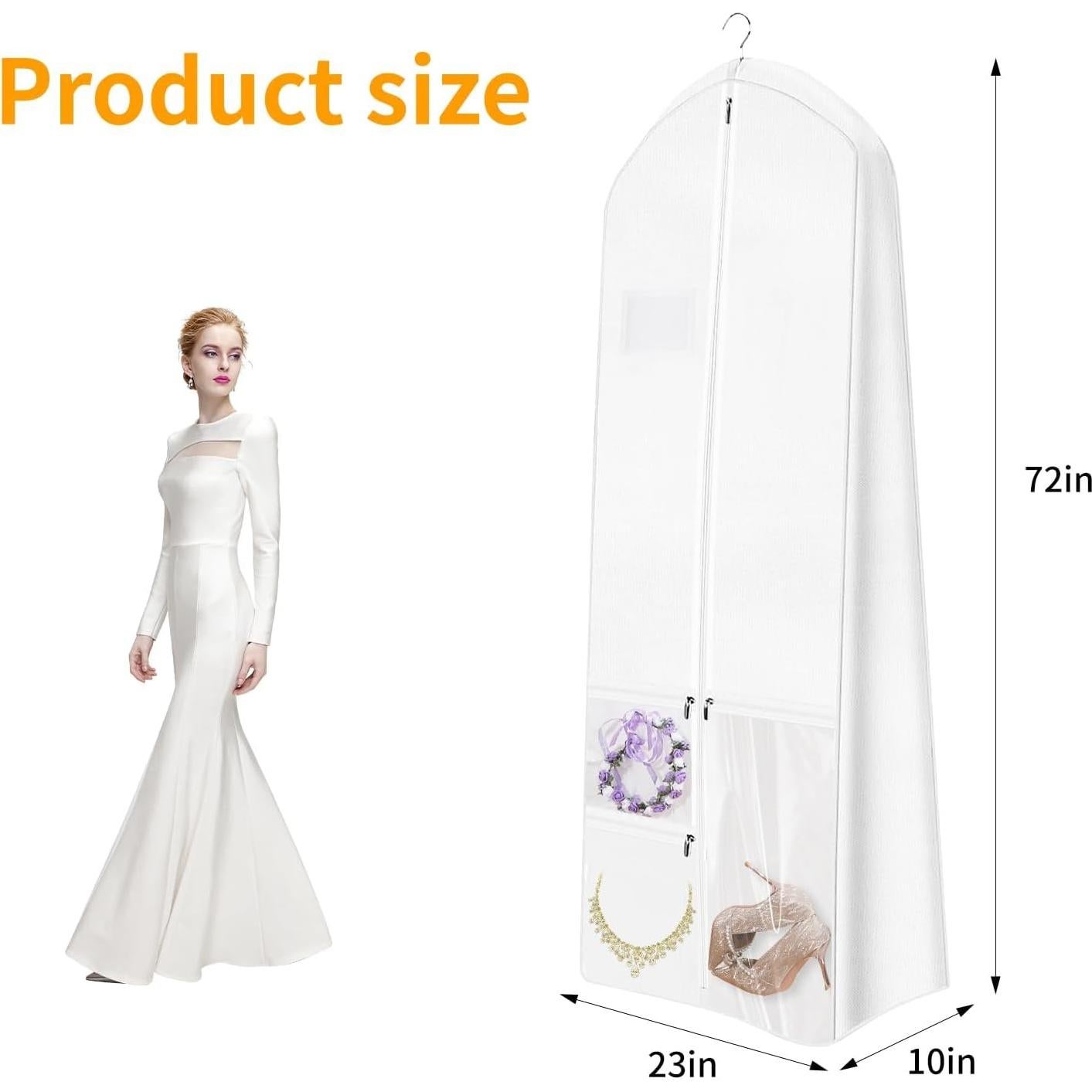 Bolsa de Vestido de Novia Tuvfilye 177.8 cm con 3 Bolsillos