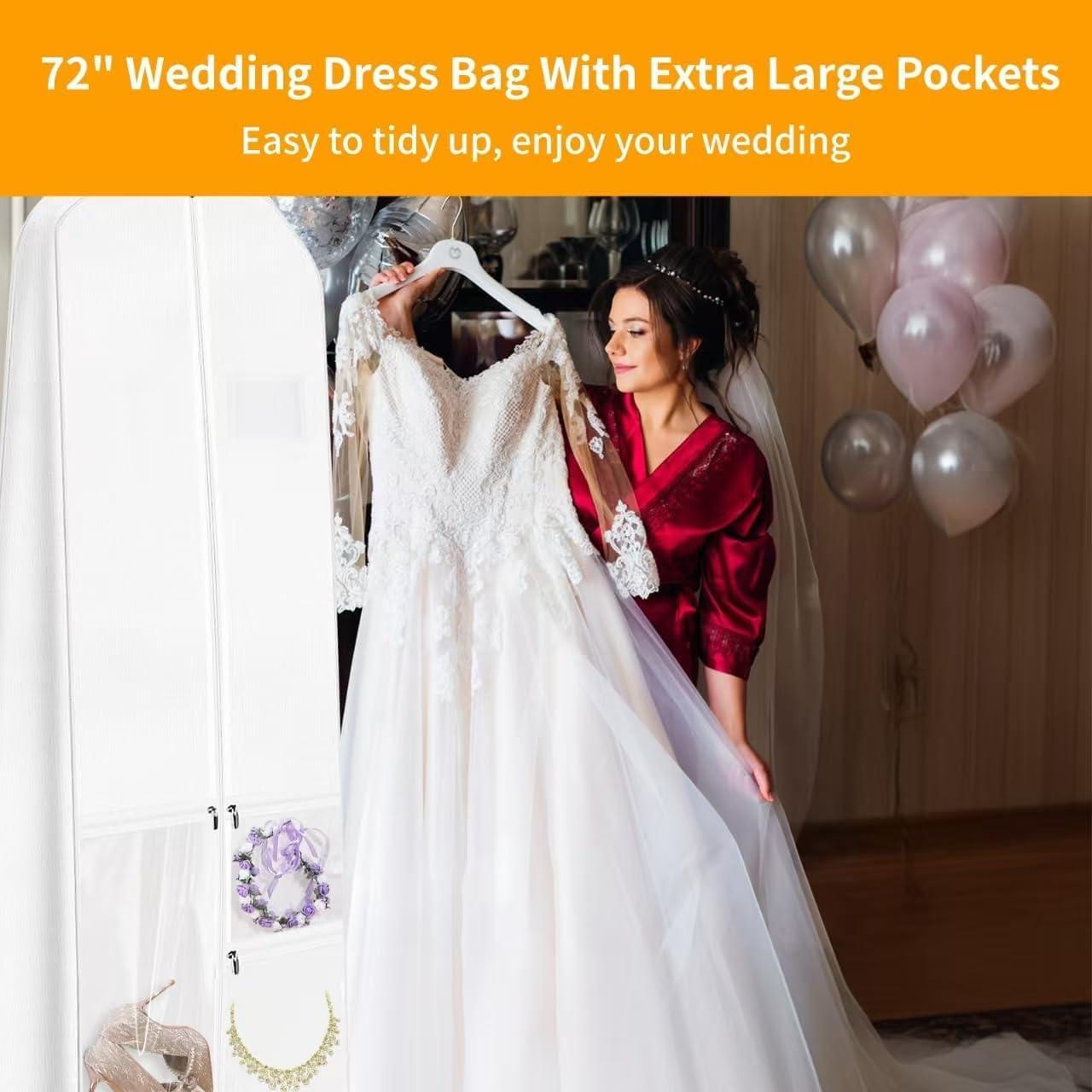 Bolsa de Vestido de Novia Tuvfilye 177.8 cm con 3 Bolsillos