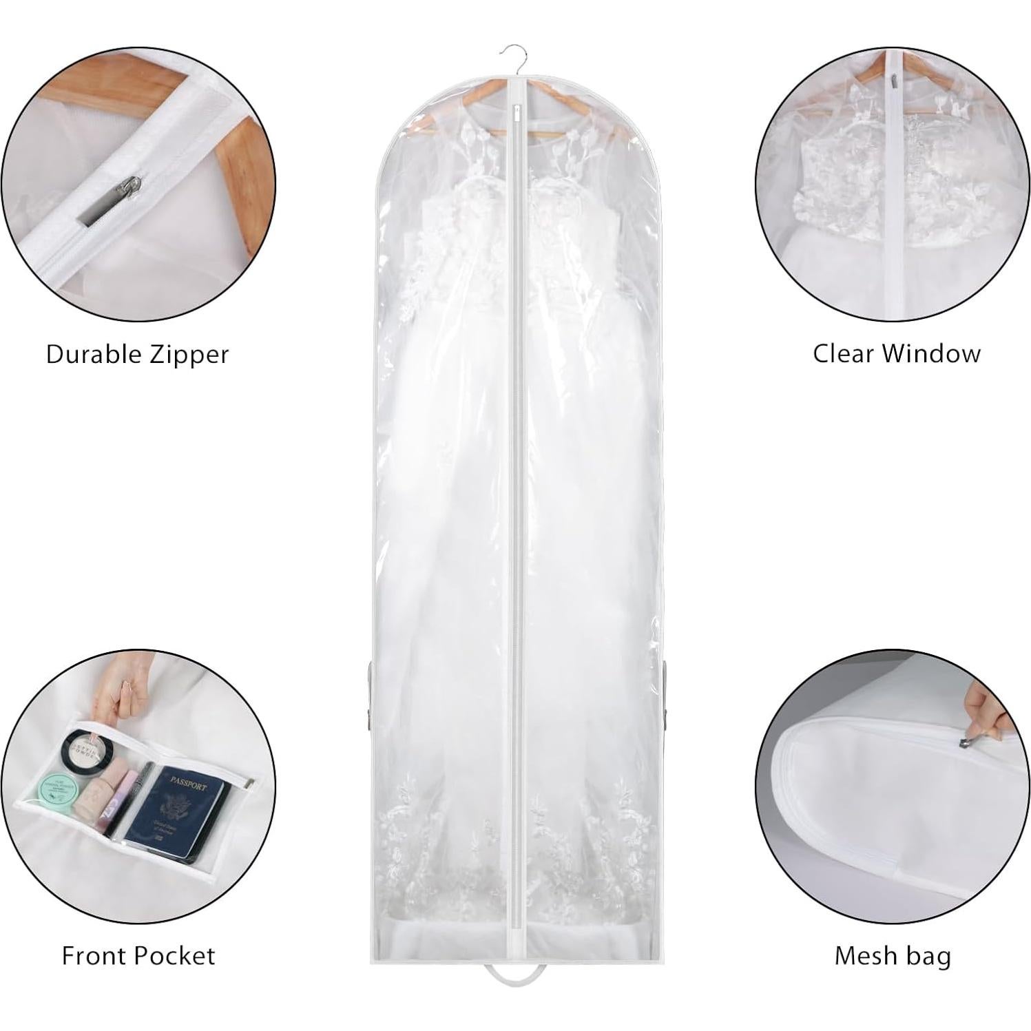 Bolsa de Vestido de Novia Univivi 182.88 cm con Ventana y Bolsillos