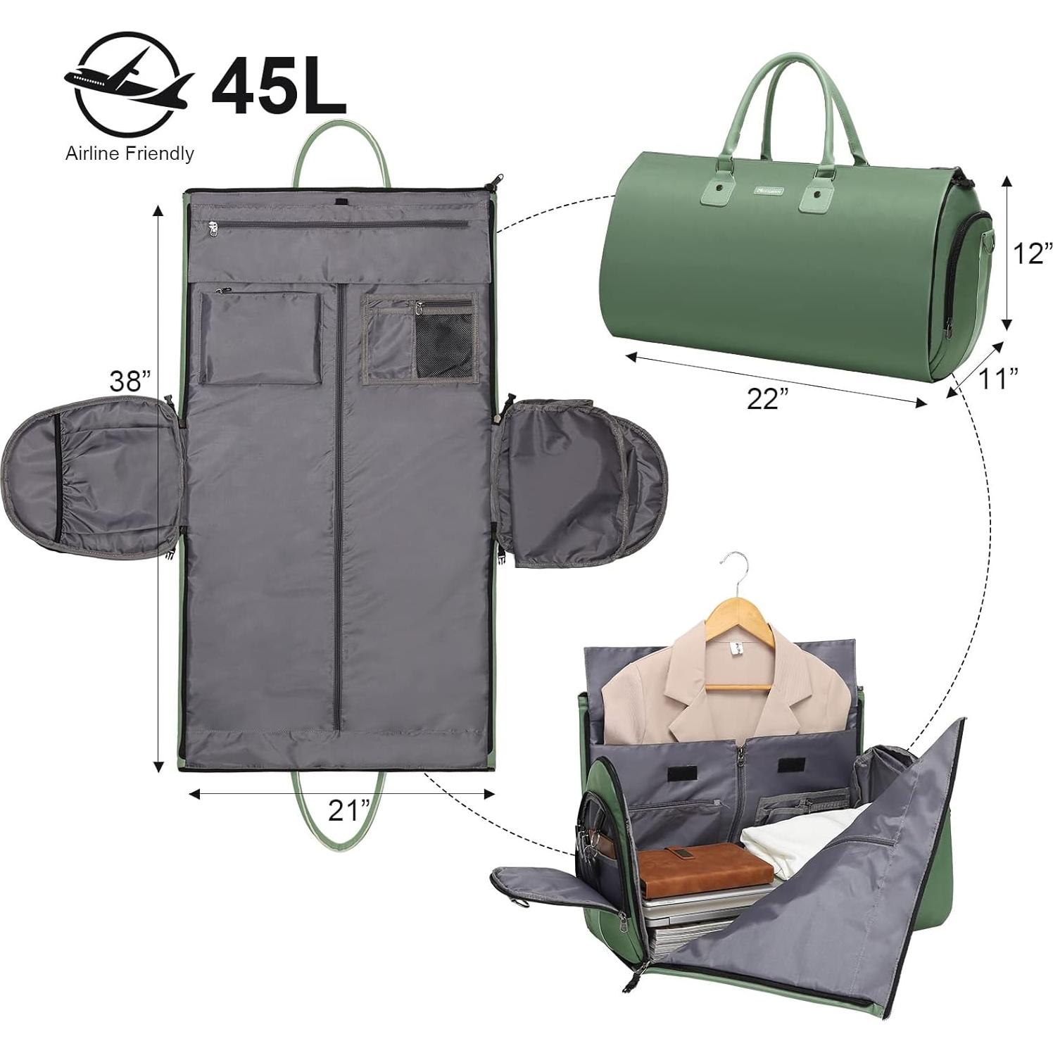 Bolsa Duffle Modoker 45L Verde - 2 en 1 Ropa y Viaje