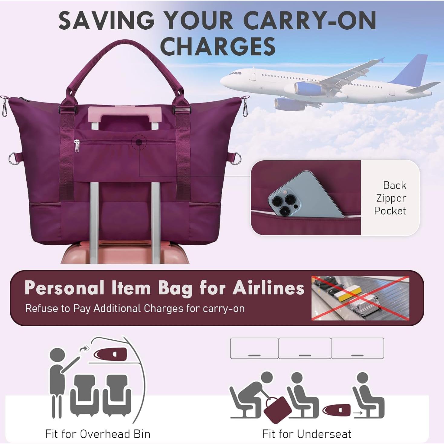 Bolsa de Fin de Semana WOOMADA para Mujeres - Púrpura