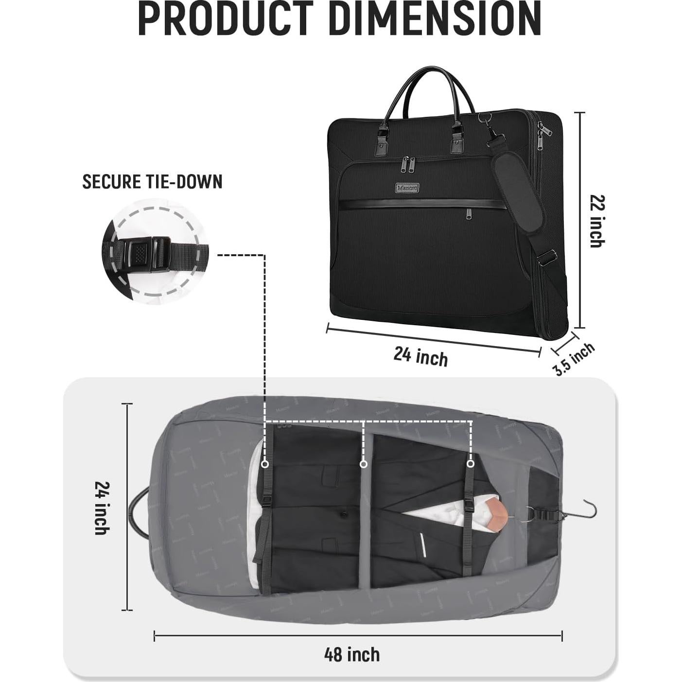 Bolsa de Ropa de Viaje Mancro Expandible 69L para Trajes