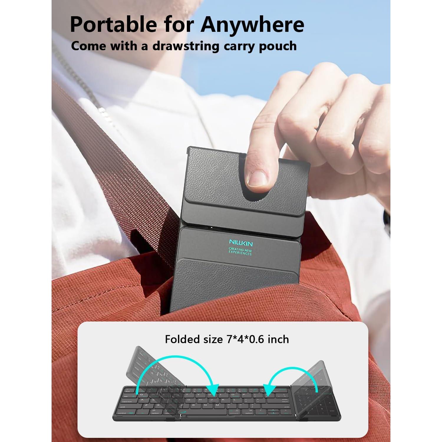 Teclado Plegable Bluetooth Nillkin con Touchpad y Numérico - Negro