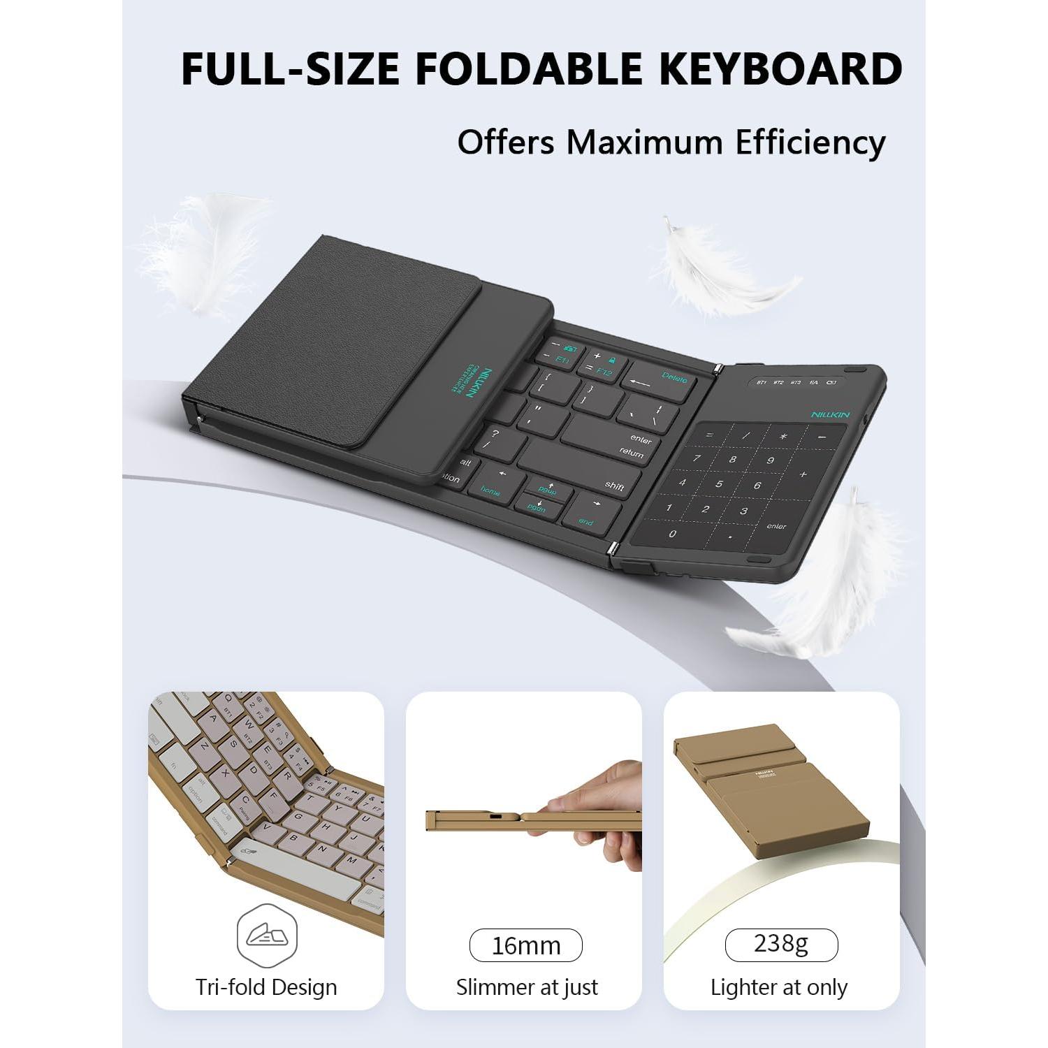 Teclado Plegable Bluetooth Nillkin con Touchpad y Numérico - Negro