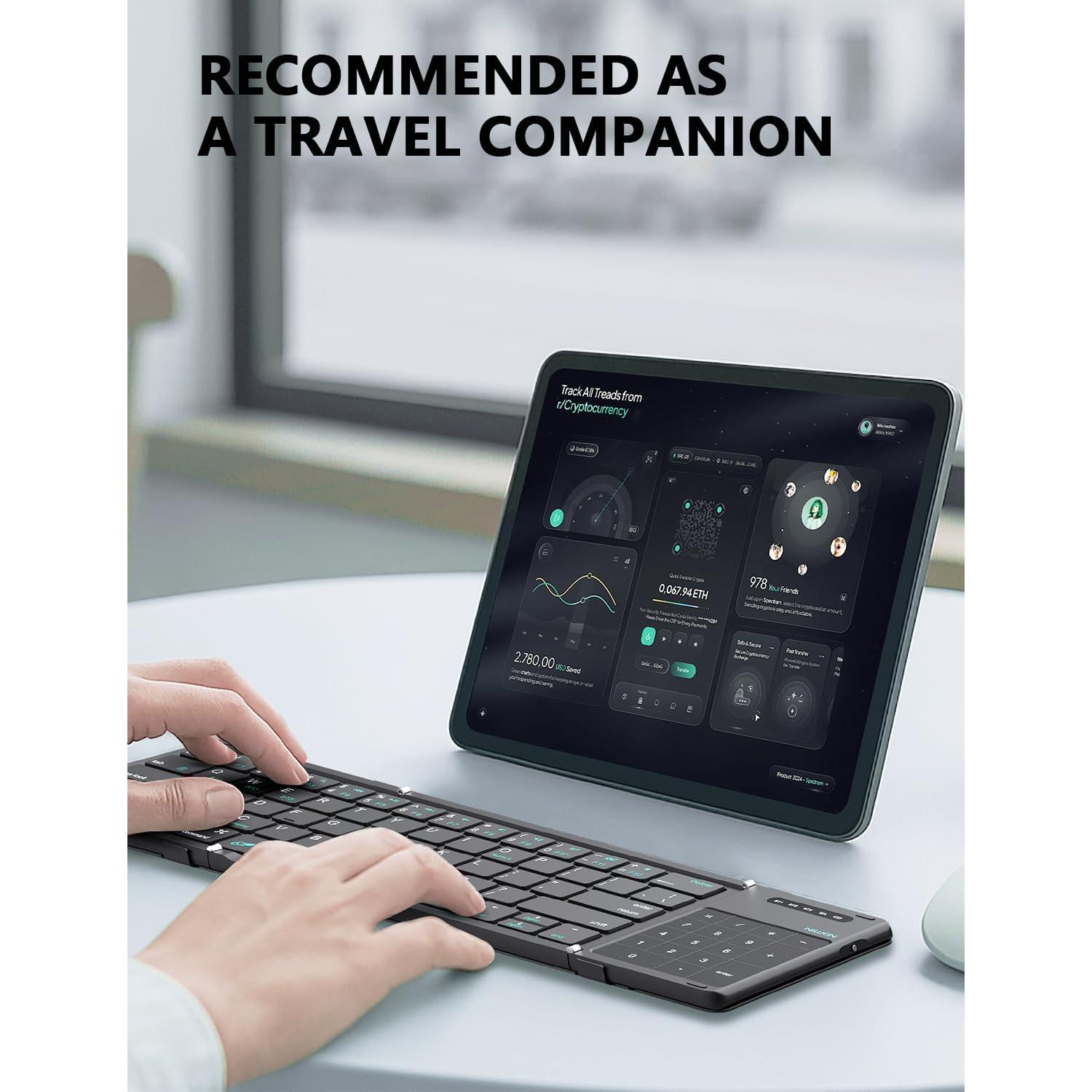 Teclado Plegable Bluetooth Nillkin con Touchpad y Numérico - Negro