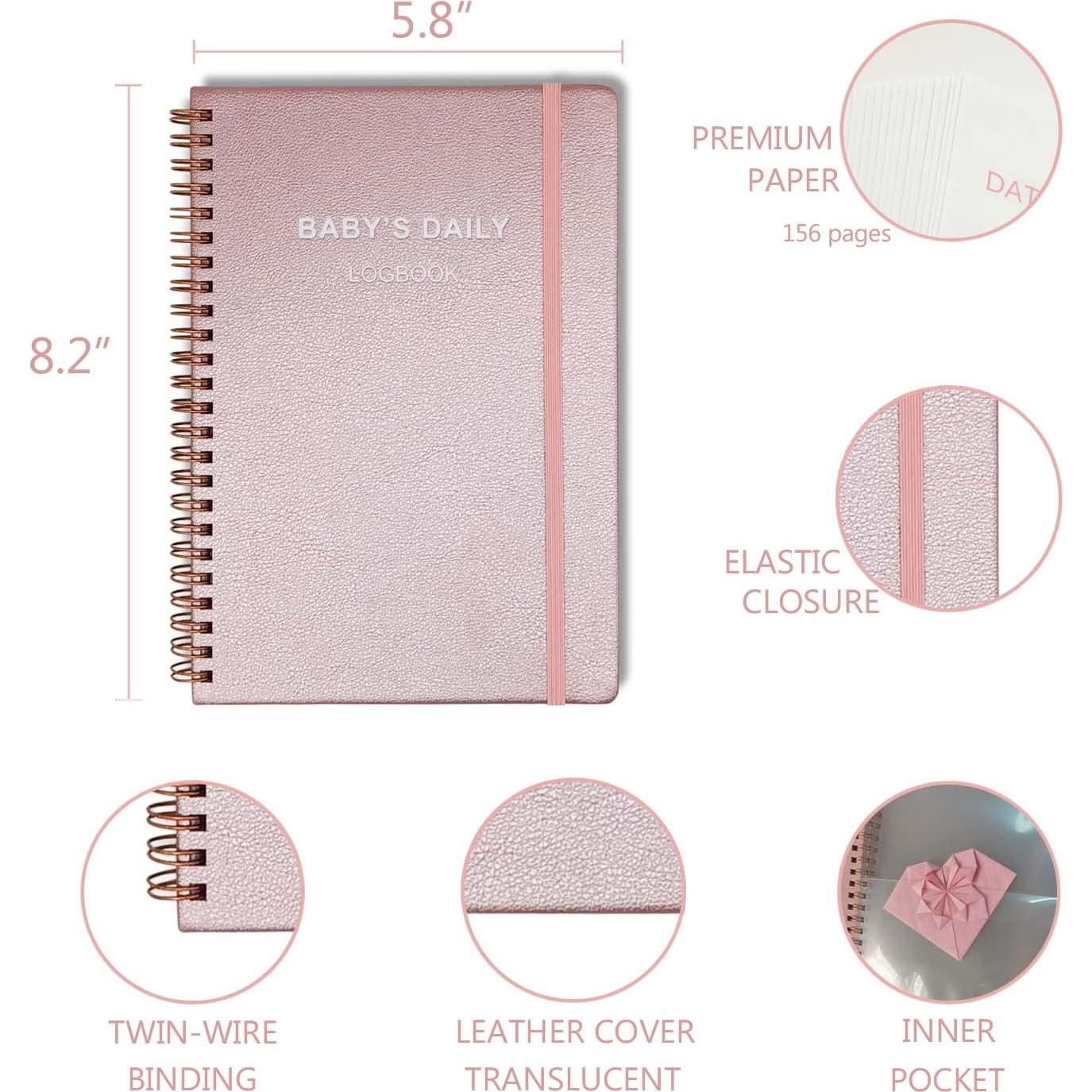 Registro Diario del Bebé A5 - Planificador Rosa PU 152 Páginas