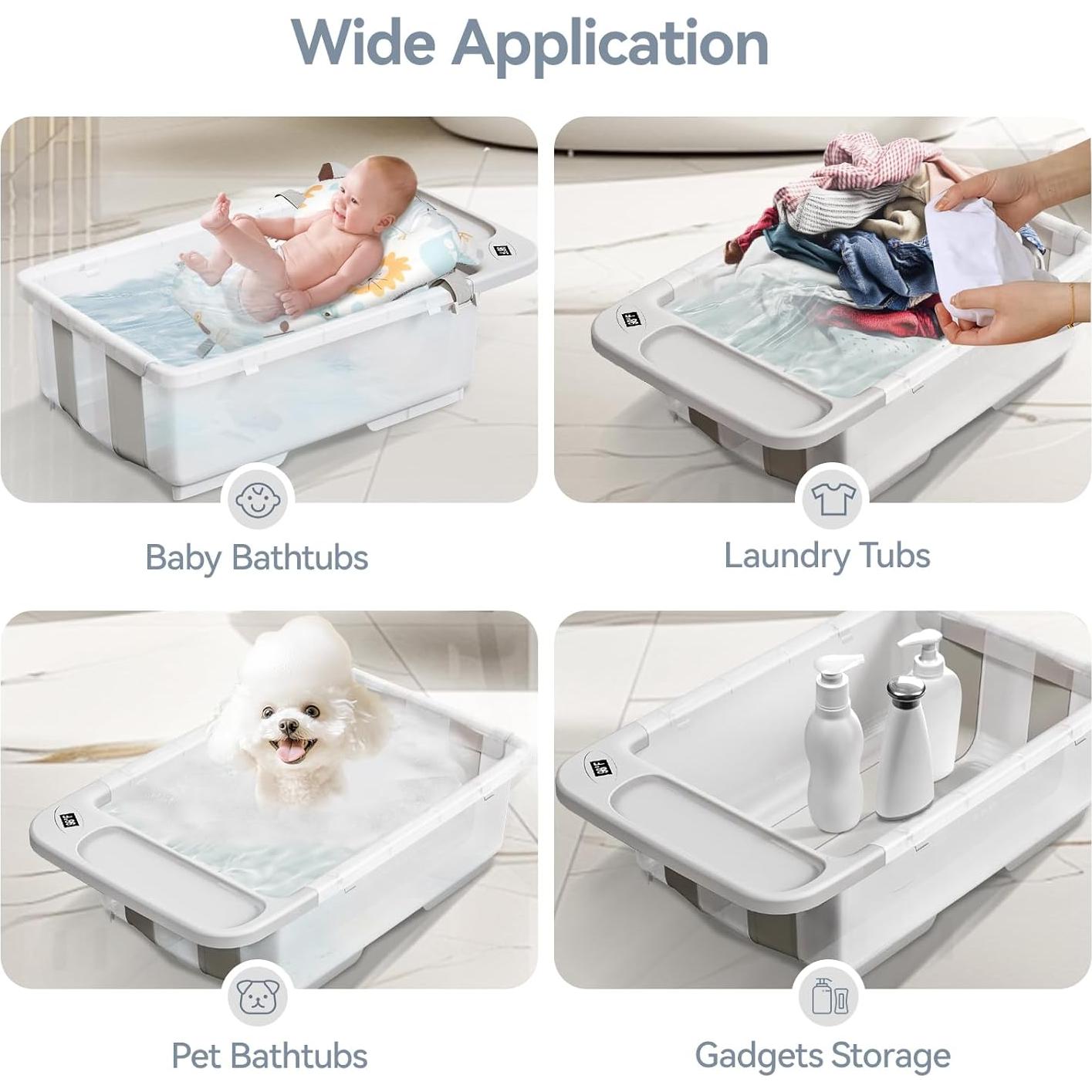 Bañera Plegable para Bebés Elyelsanns - Gran Capacidad con Termómetro