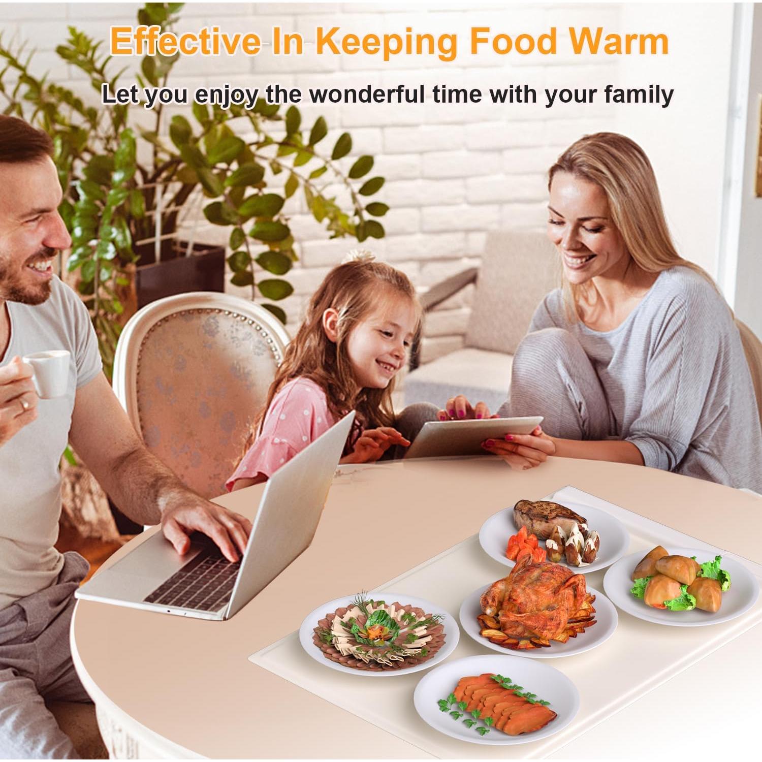 Bandeja Calentadora Eléctrica Cudenwoow 60-100°C Plegable Beige