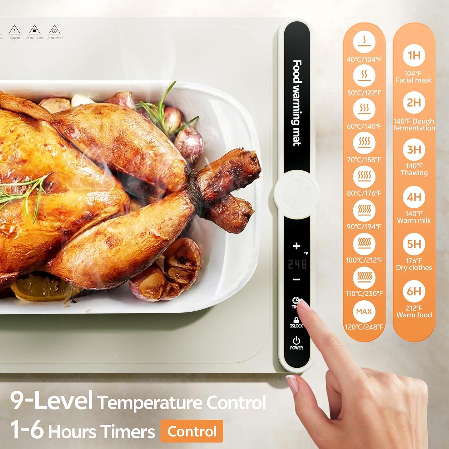 Alfombrilla Calentadora de Comida TIDIIABODE 330W 9 Niveles