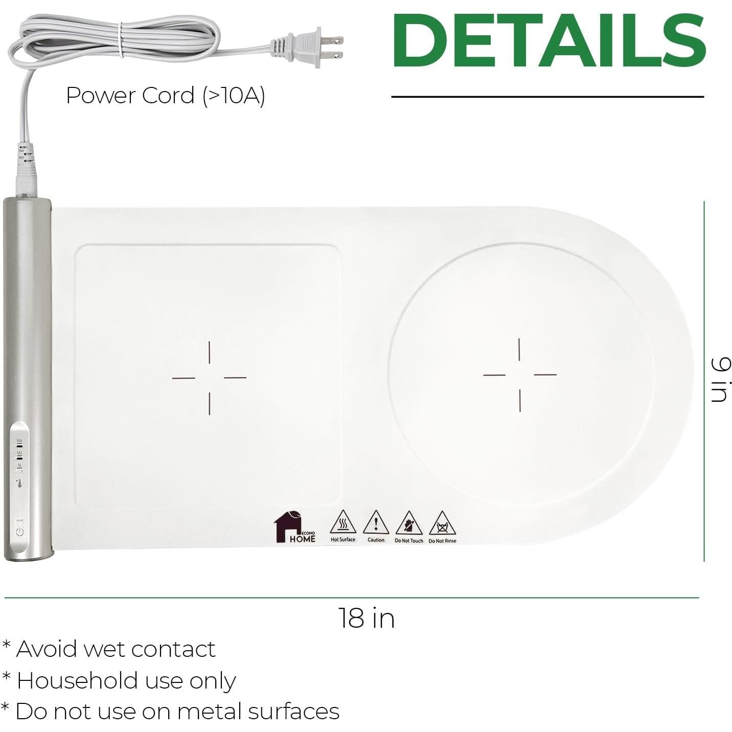 Calentador de Alimentos Eléctrico EconoHome 100W Silicona 46.4x23.9cm