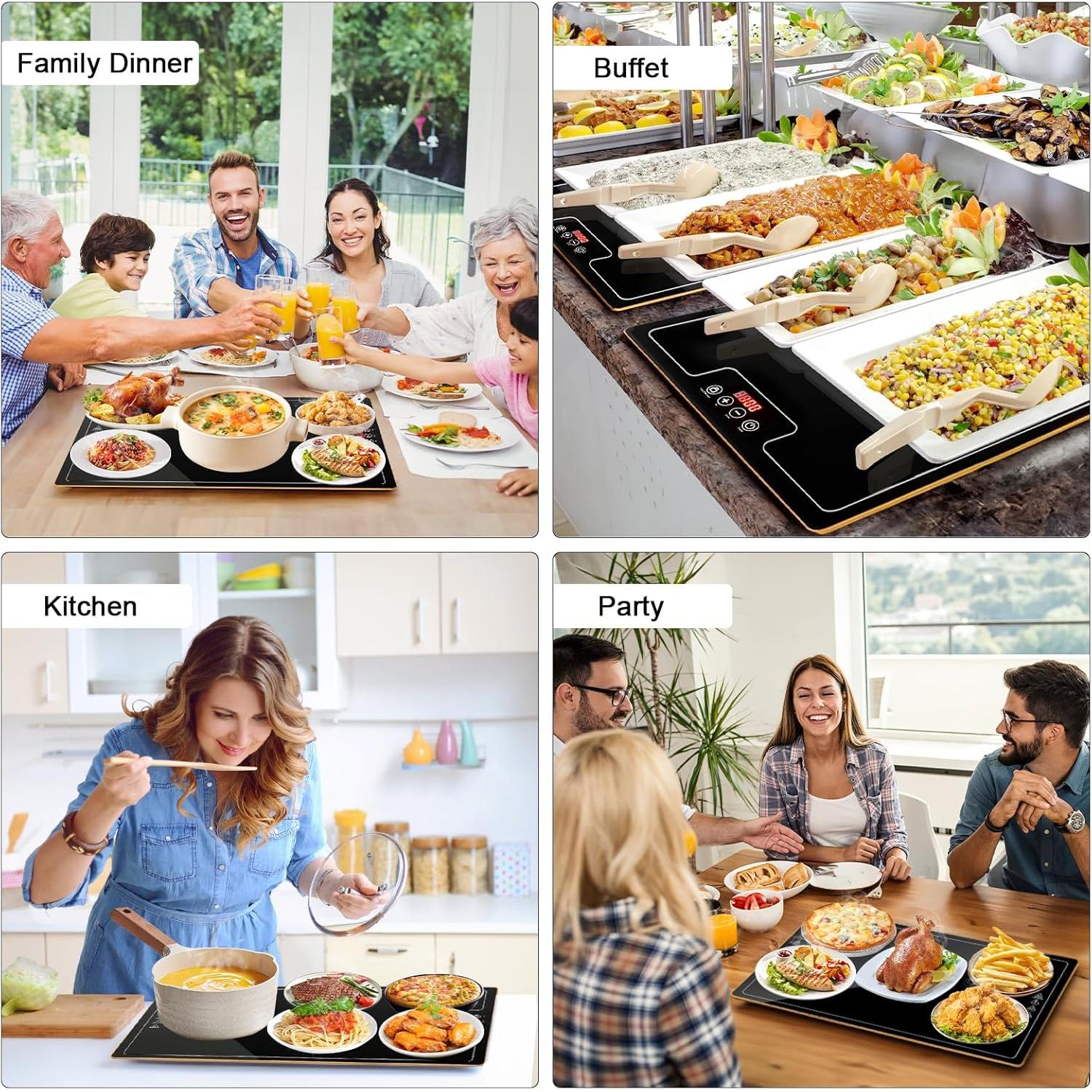 Bandeja Calentadora Eléctrica QEGOON 60.2x40.1cm con Termostato