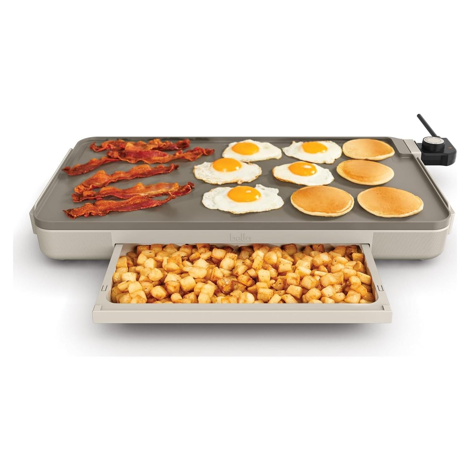 Plancha Eléctrica Bella 30 x 56 cm con Bandeja Calentadora