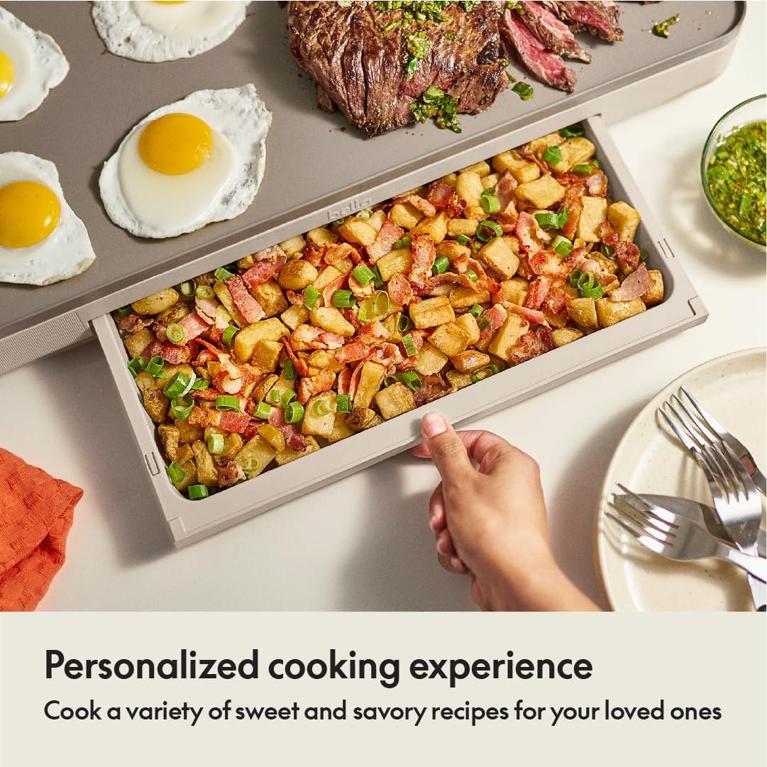 Plancha Eléctrica Bella 30 x 56 cm con Bandeja Calentadora