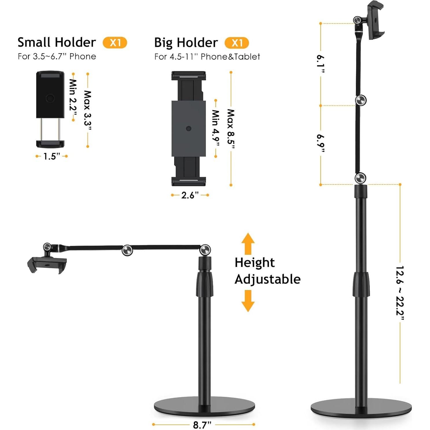 Soporte Ajustable para Teléfono SupeDesk Negro 3.5-11"