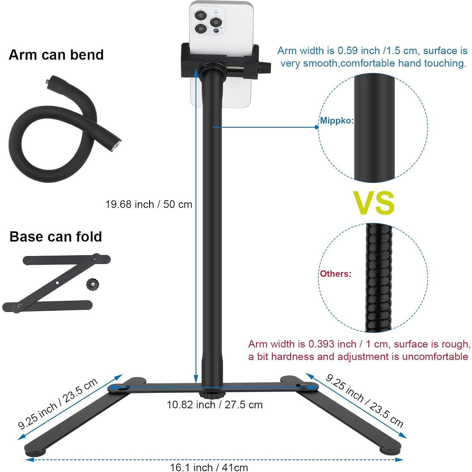 Soporte de Teléfono Ajustable Mippko con Brazo Flexible 50 cm