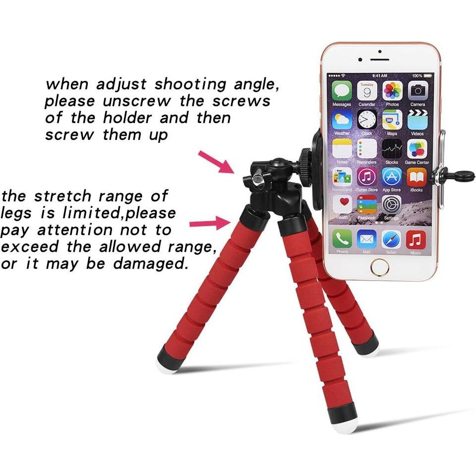 Trípode flexible ajustable Shuzhu rojo para celular y cámara