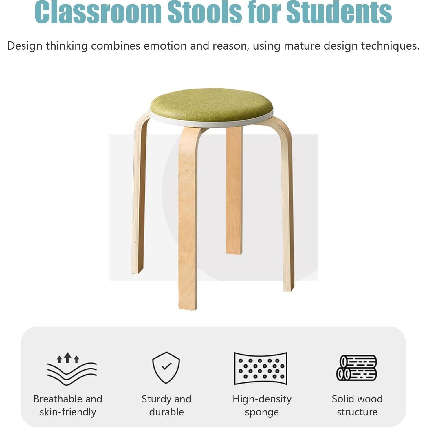 Juego de 8 Taburetes Apilables Ageanbri - Madera y Tela