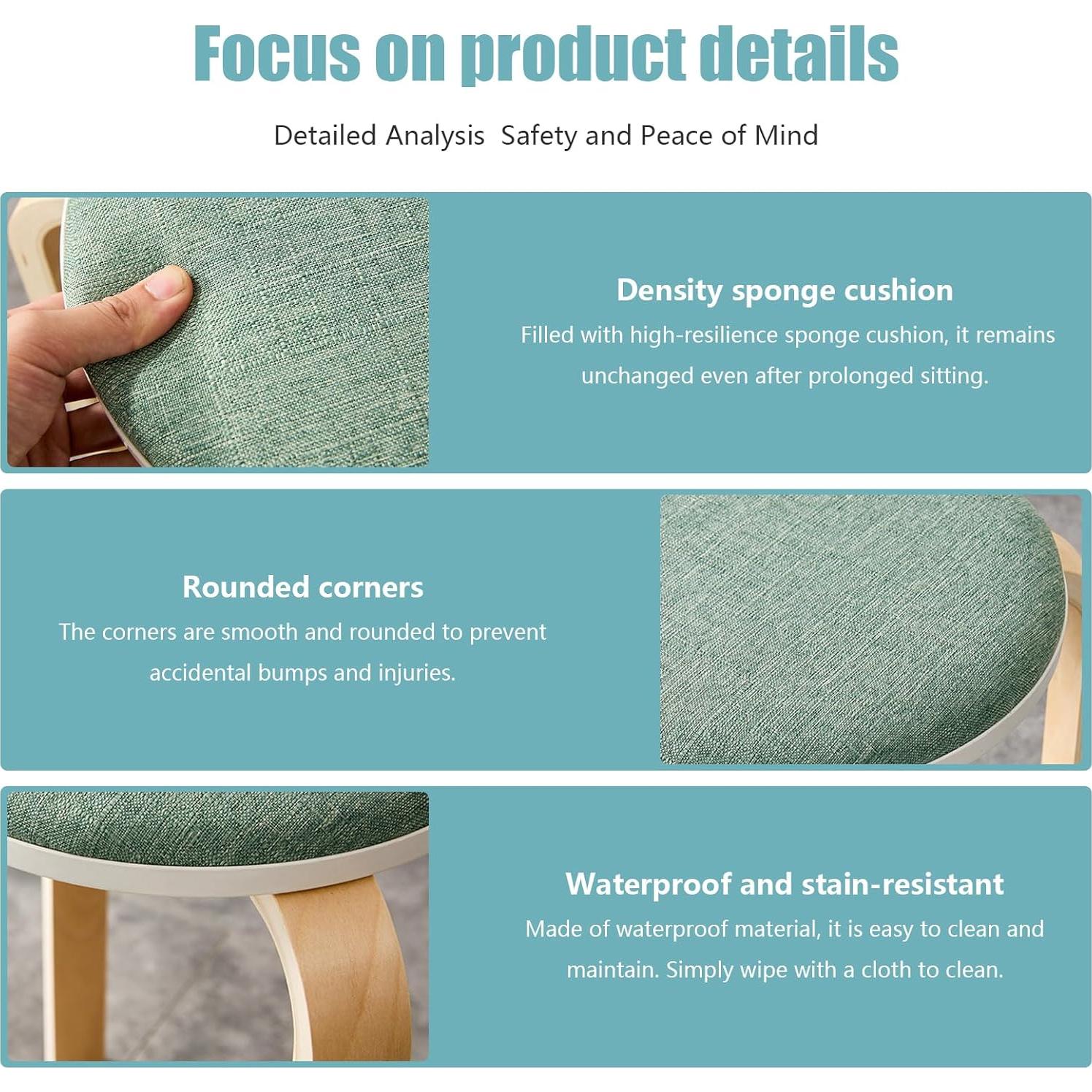 Juego de 8 Taburetes Apilables Ageanbri - Madera y Tela