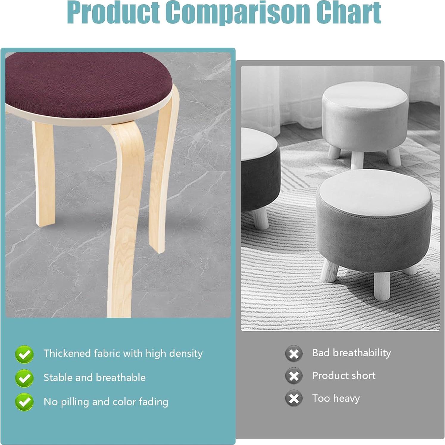 Juego de 8 Taburetes Apilables Ageanbri - Madera y Tela