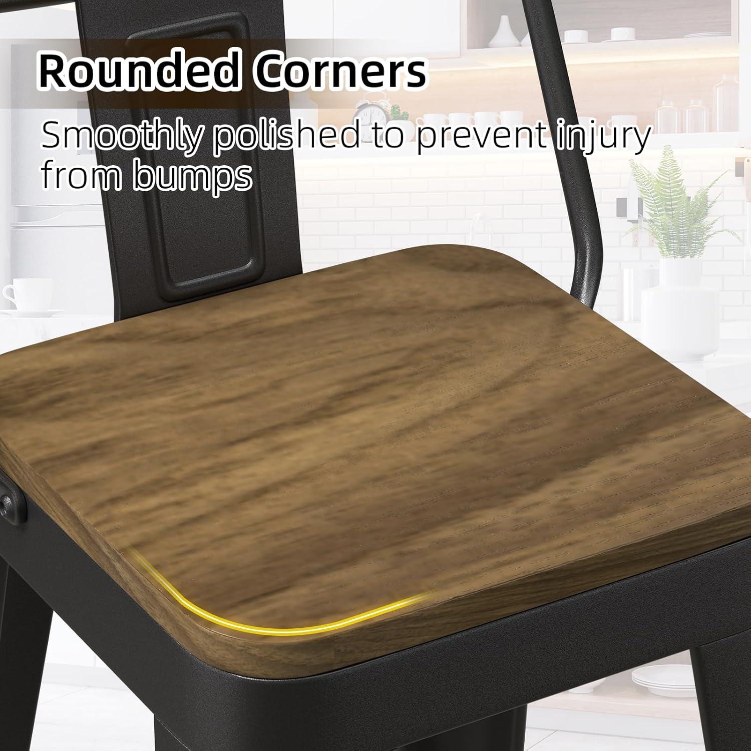 Juego de 4 Taburetes de Bar Vinahomar 76 cm Metal y Madera