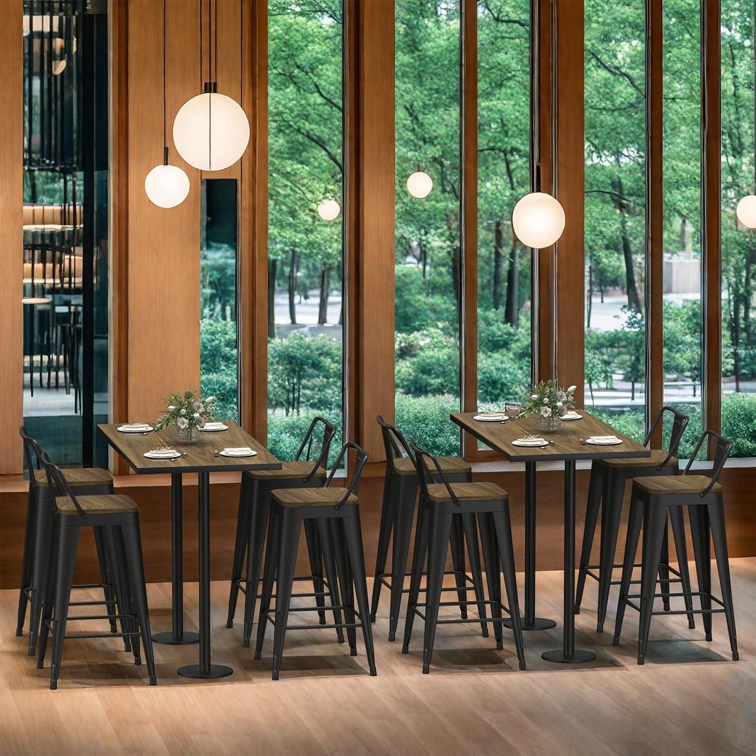 Juego de 4 Taburetes de Bar Vinahomar 76 cm Metal y Madera