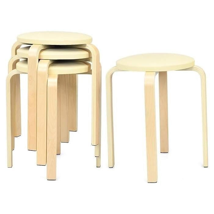 Juego de 4 Taburetes Apilables GLACER Beige 47 cm