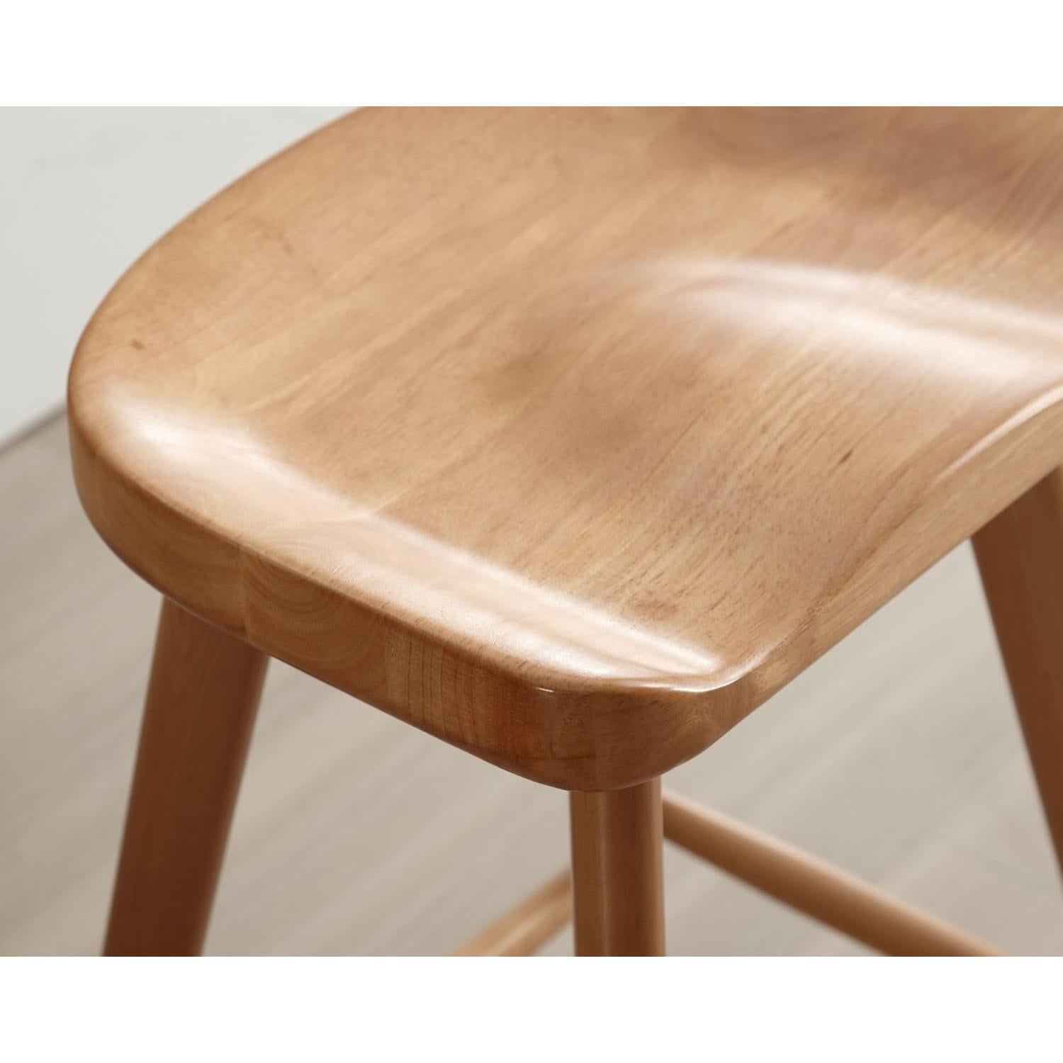 Set de 4 Taburetes de Bar HNY Madera Sólida Marrón 61.6 cm