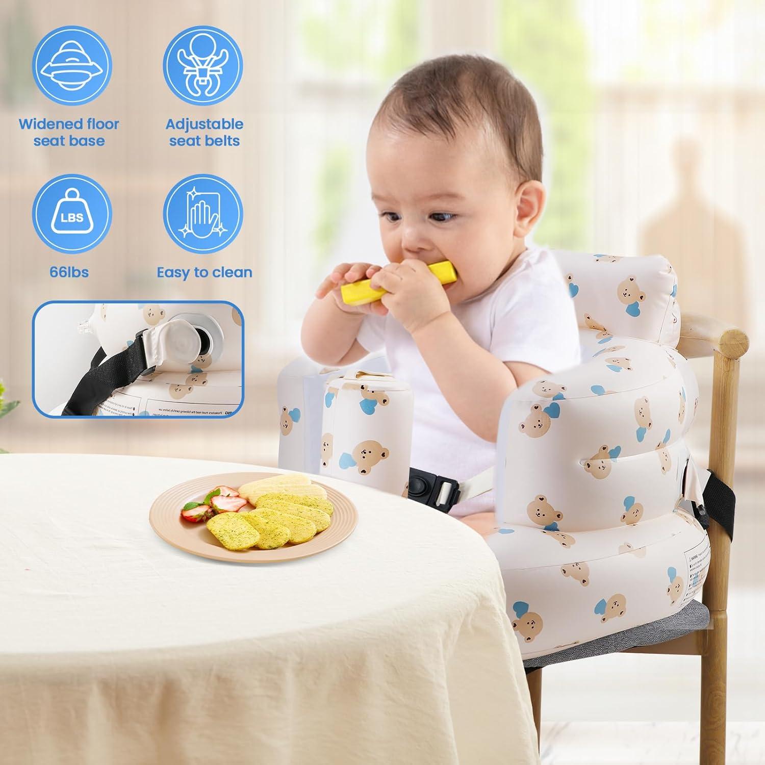 Asiento Inflable para Bebés Azul con Cinturón de Seguridad 3 Puntos