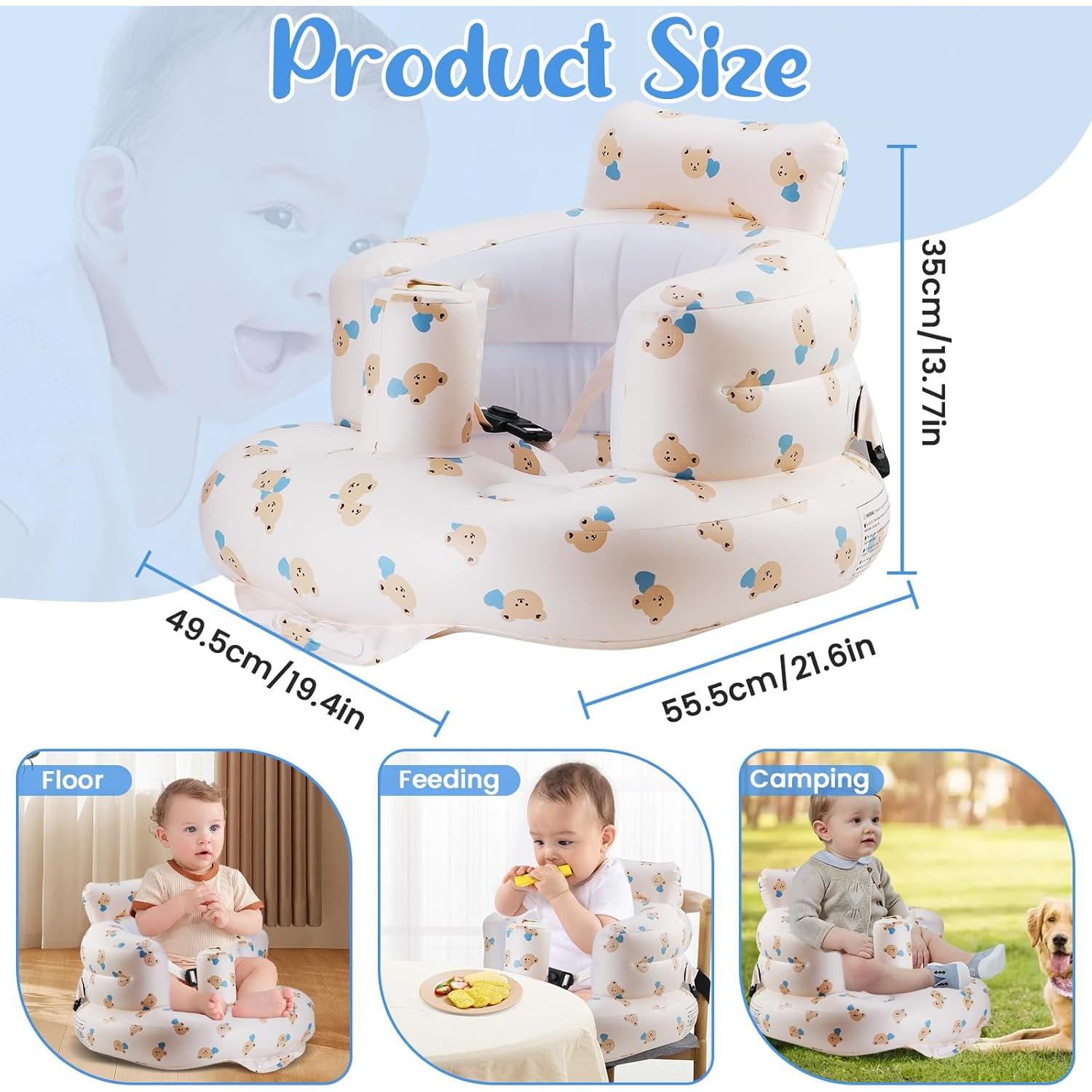 Asiento Inflable para Bebés Azul con Cinturón de Seguridad 3 Puntos