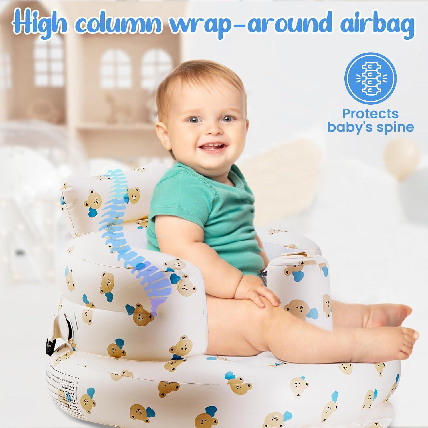 Asiento Inflable para Bebés Azul con Cinturón de Seguridad 3 Puntos