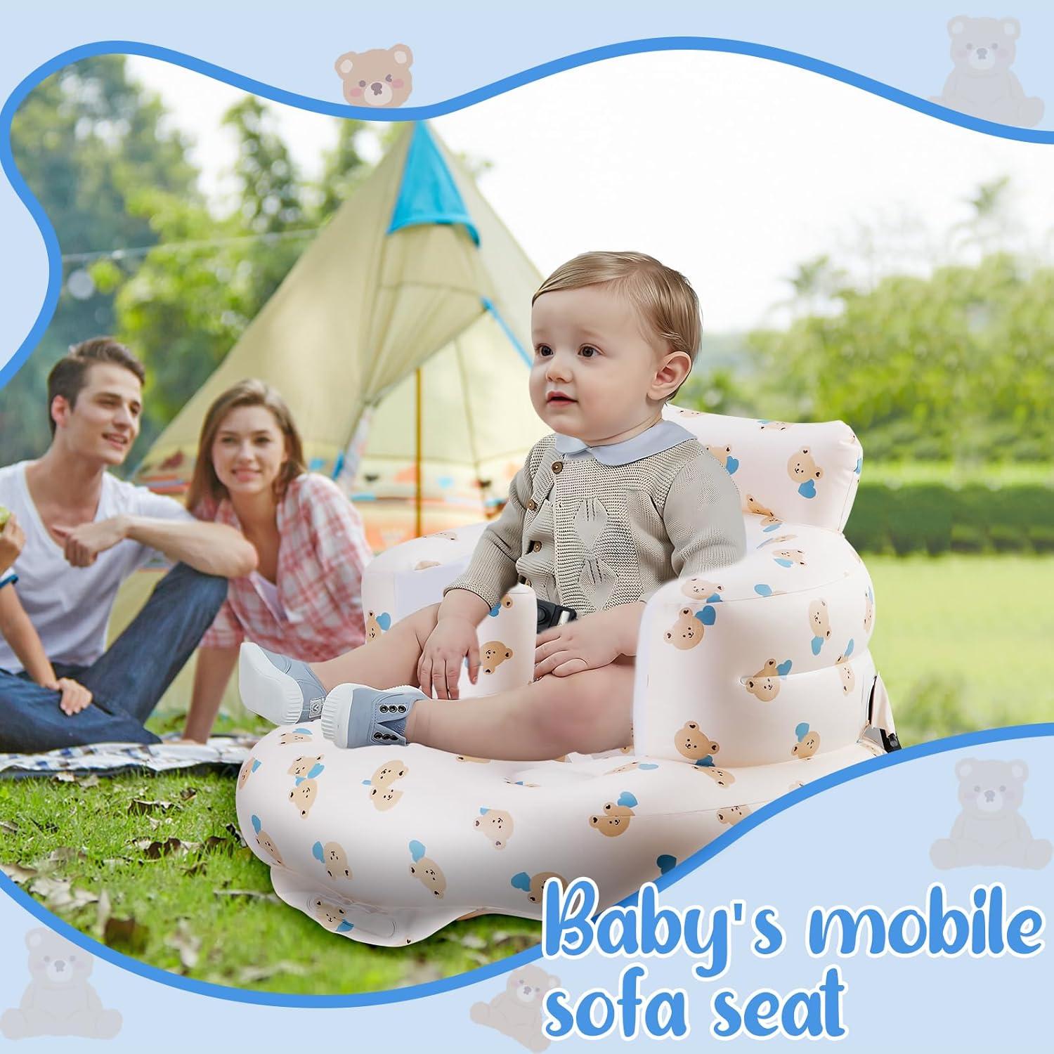 Asiento Inflable para Bebés Azul con Cinturón de Seguridad 3 Puntos