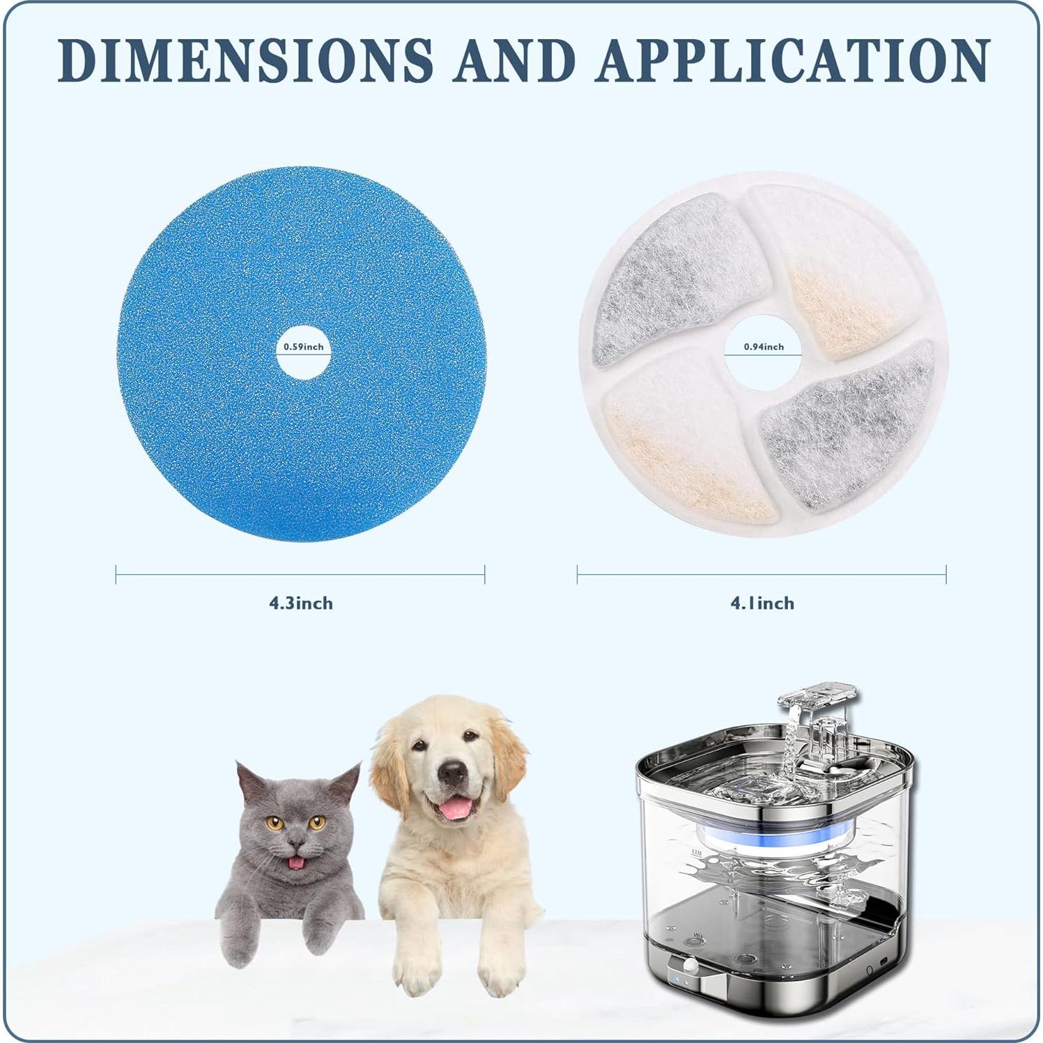 Filtros de Reemplazo ZALBYUY para Fuente de Agua Gatos - 4 Piezas