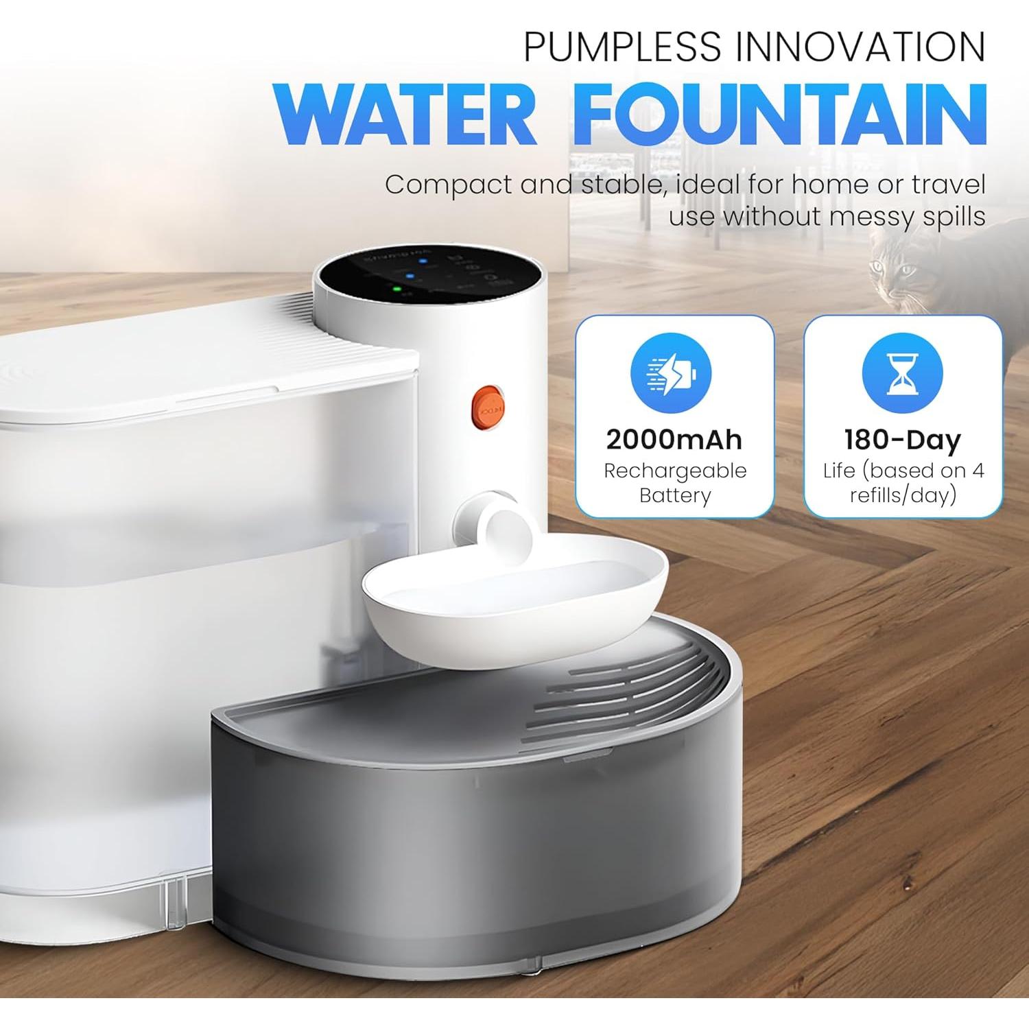 Fuente de Agua Inalámbrica UTOPPI 3L para Gatos y Perros Pequeños